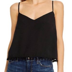 French Connection Black Pom Pom V-neck Cami Tank - Size Large - New with Tags